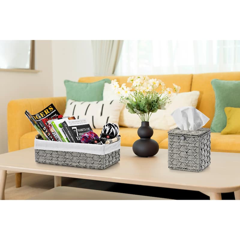Sorbus Storage Wicker Baskets - Set of 3 - 13.5 x 6.75 x 4