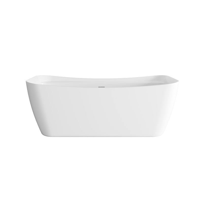 Haley Soaking Bathtub in Glossy White - Glossy White with Brushed Nickel Trim - 26"