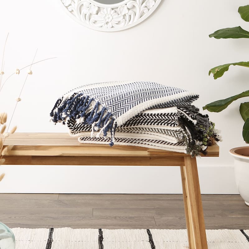 DII Herringbone Stripe Decorative Throw