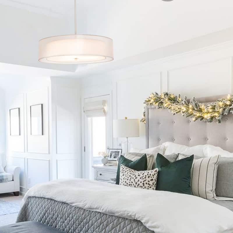 CO-Z 3-Light Antique Bronze Double Drum Pendant Chandelier