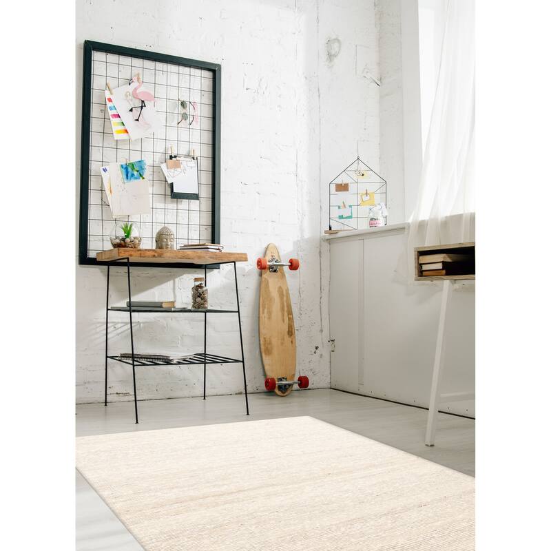 ECARPETGALLERY Braid weave Sienna Cream Wool Rug - 5'0 x 7'11