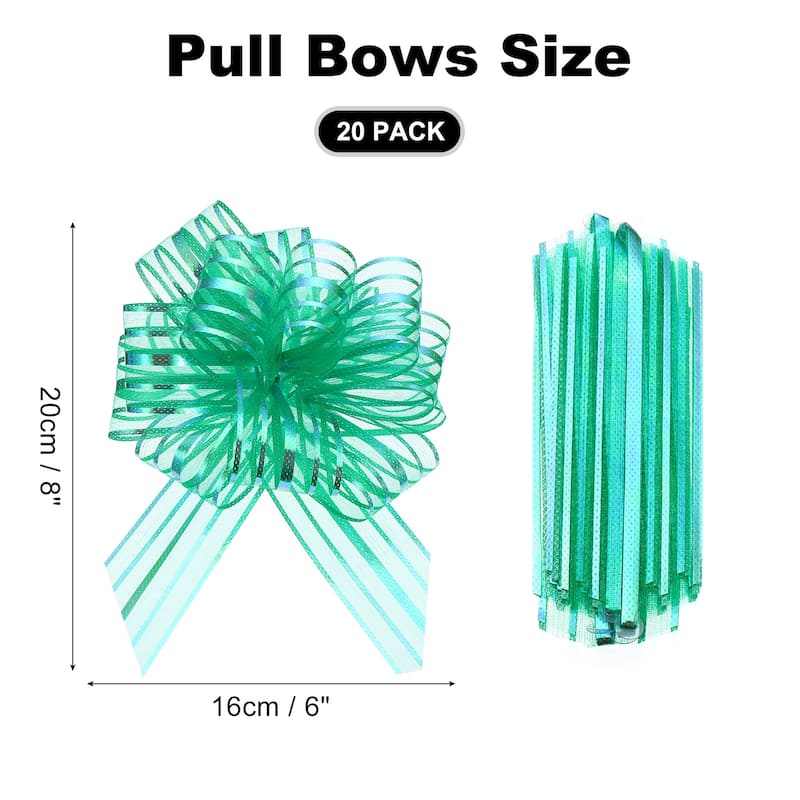 20pcs Pull Bows 6.3 Inch Wide Ribbon Gift Bows for Gift Wrapping - Dark Green