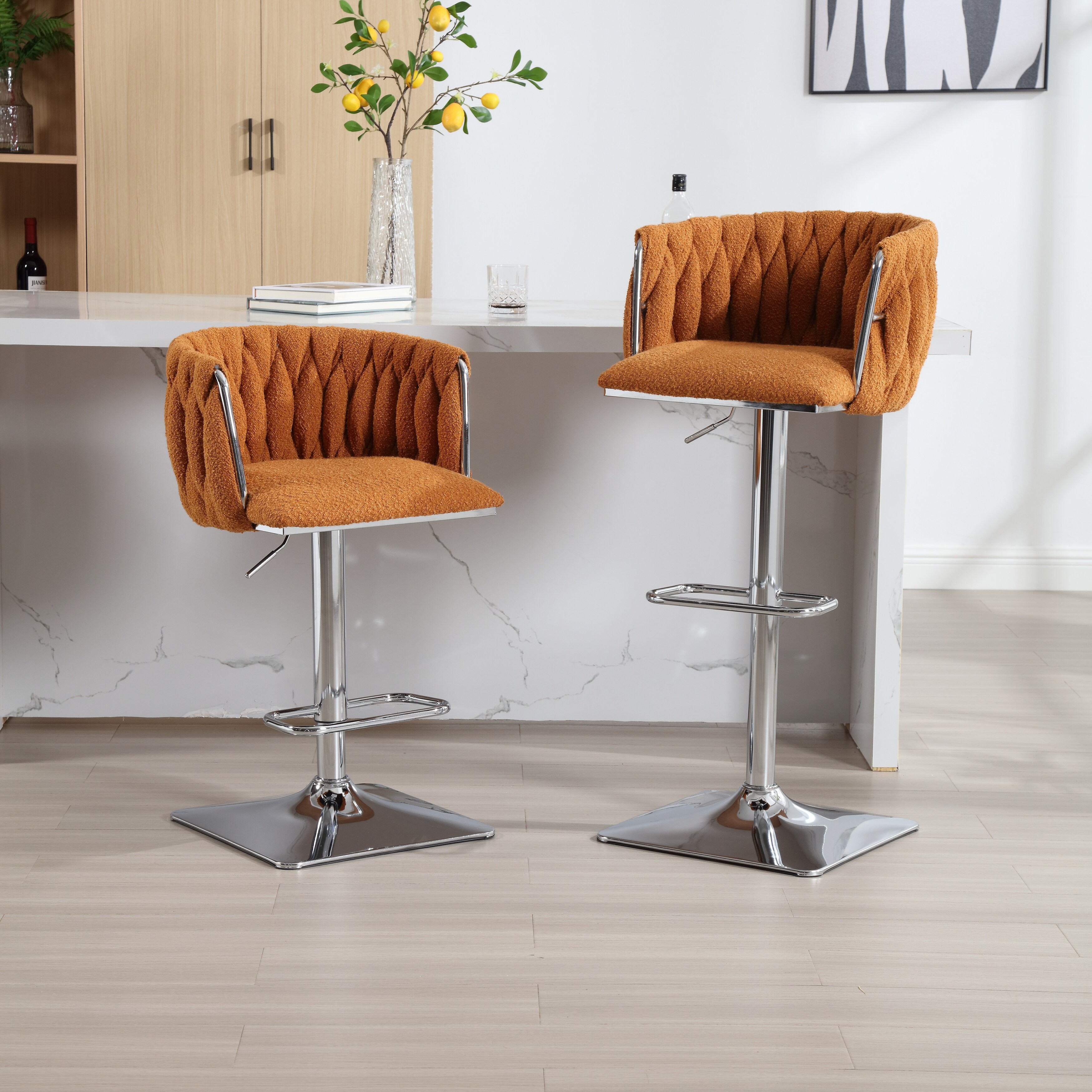 Vintage Bar Stool Kitchen Chair with Back and Footrest Counter