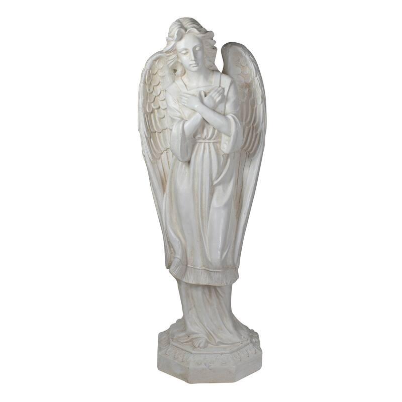 30" Ivory Angel with Arms Folded Outdoor Garden Statue