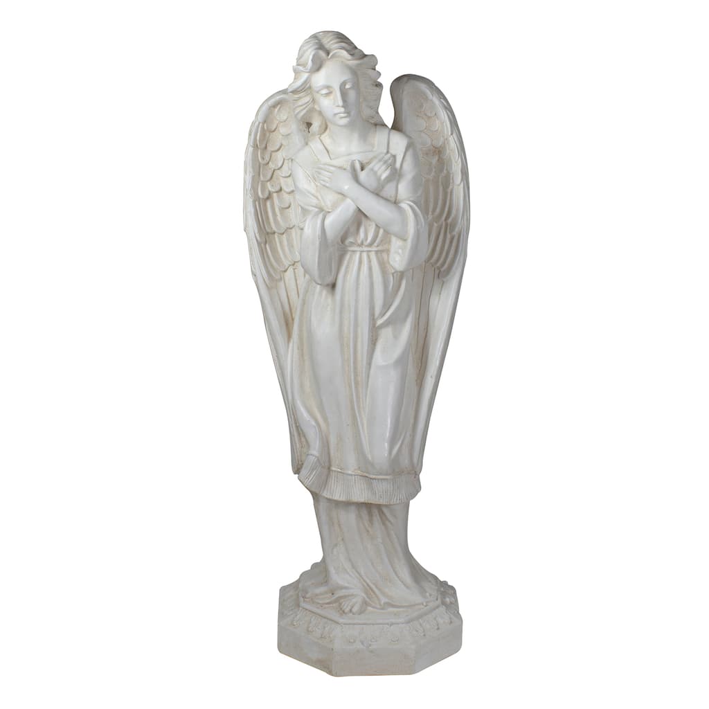 30" Ivory Angel with Arms Folded Outdoor Garden Statue
