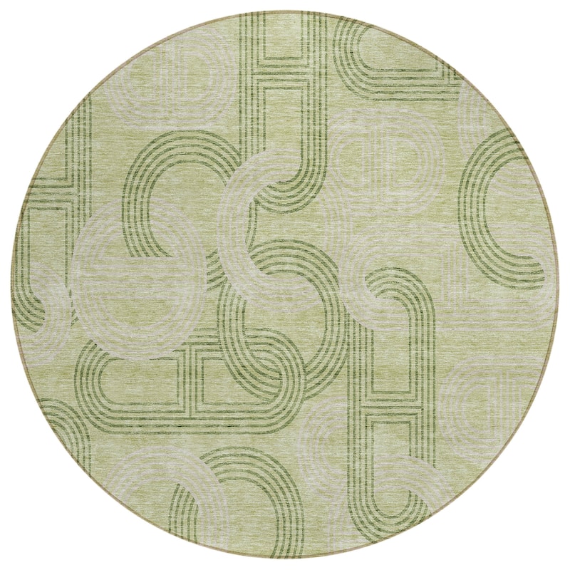 Machine Washable Indoor/ Outdoor Contemporary Geo Chantille Rug