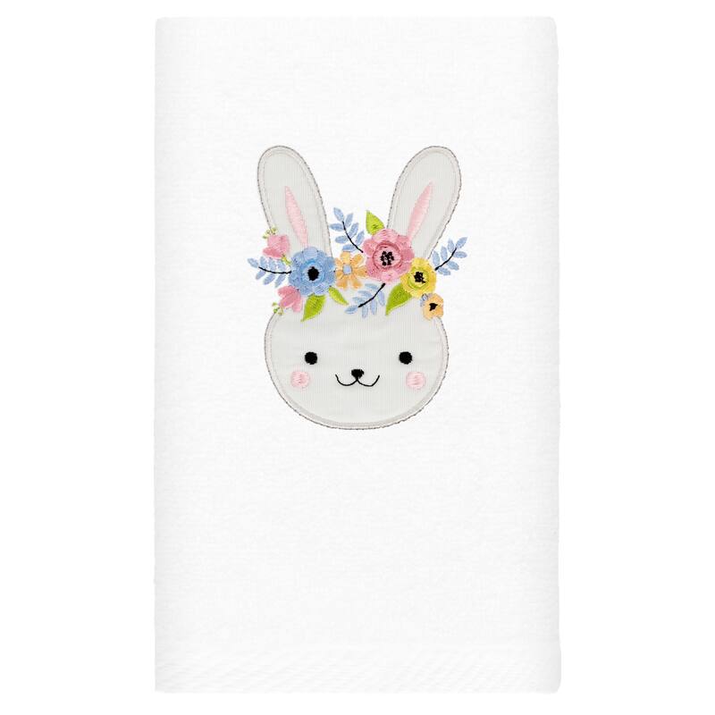Authentic Hotel and Spa Flower Crown - Embroidered Luxury 100% Turkish Cotton Hand Towel - White