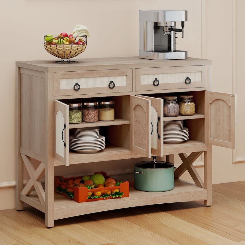 Farmhouse Sideboard Cabinet with 2 Drawers and Ample Storage for Kitchen or Dining Room Organization