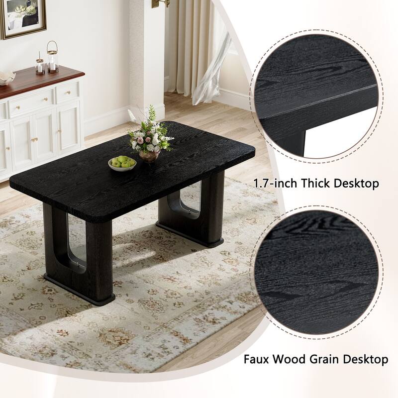 Set of 5 Piece Dining Table and Chair Set MDF Top Glass Insert PU Seat Buckle Backrest