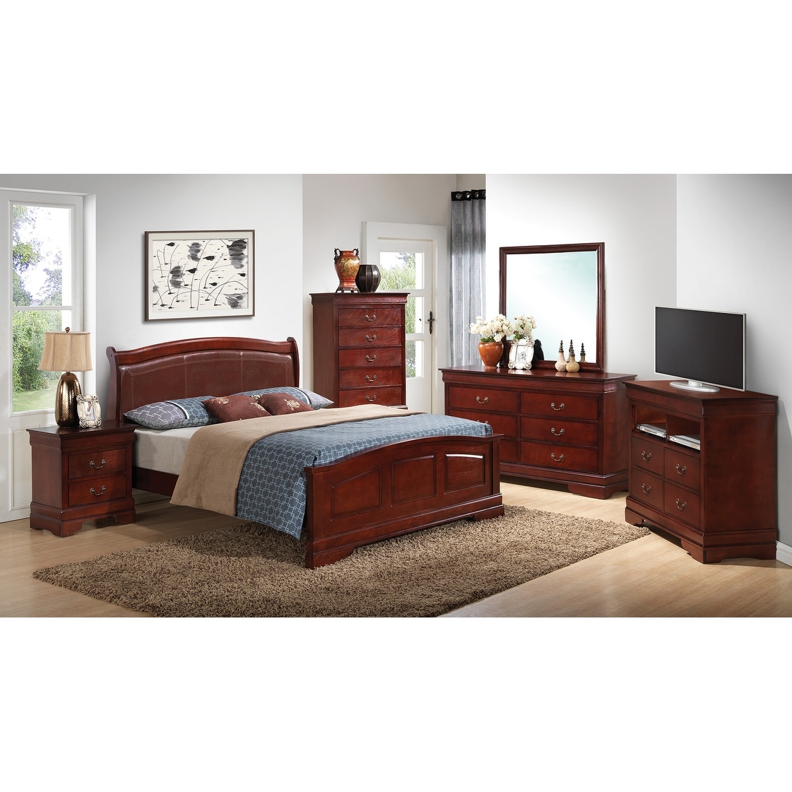 Louis Phillipe Faux Leather and Wood Bed - Bed Bath & Beyond