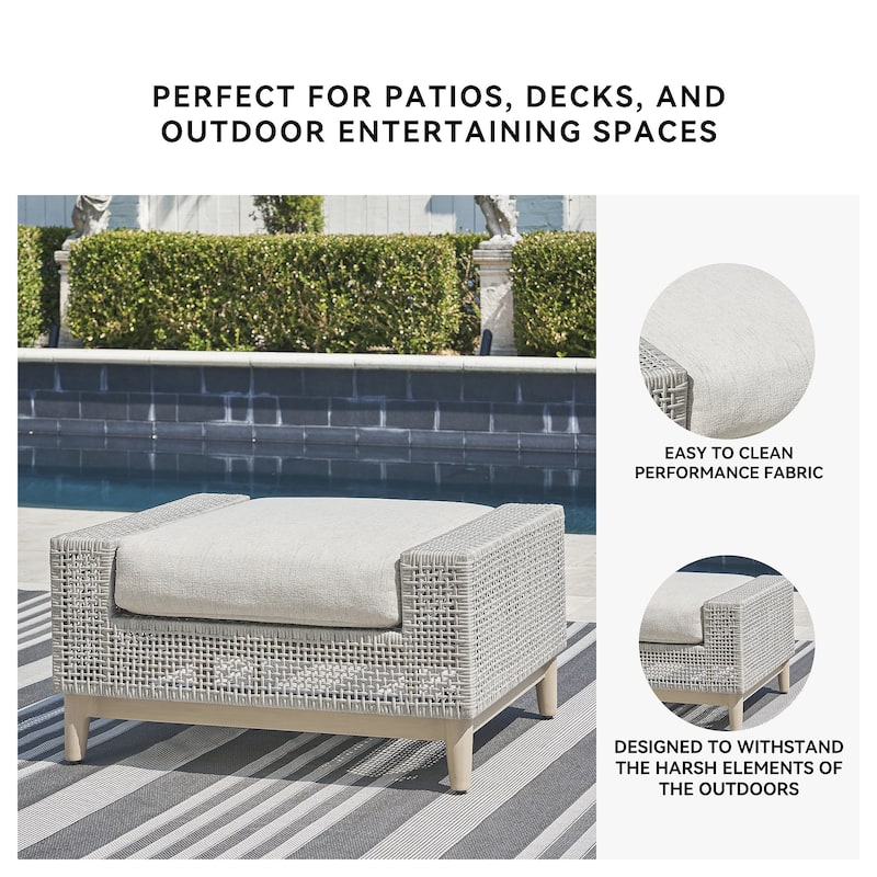 Signature Design by Ashley Seton Creek Gray Outdoor Ottoman with Cushion - 35.13" W x 24.5" D x 19" H