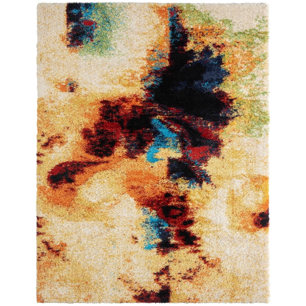 Zenith Abstract Shag Gold/Beige Area Rug