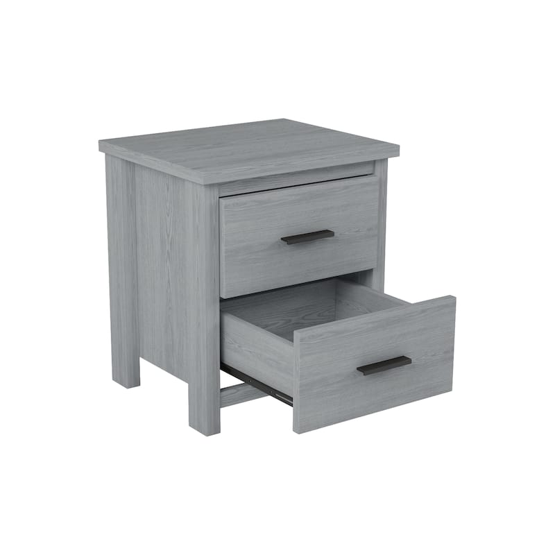 Dark Walnut Vintage Nightstand with Two Spacious Drawers, Simple & Modern Design