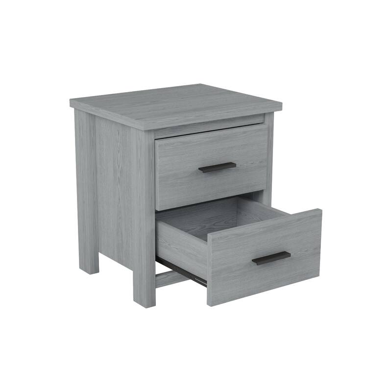Vintage Two Drawer Bedside Table, Wooden Original Texture Nightstand with Large Storage Space for Bedroom Livingroom