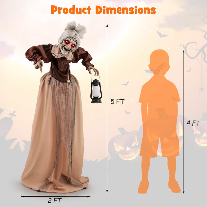 Gymax Halloween Animatronic Talking Zombie Maid in Lantern Halloween
