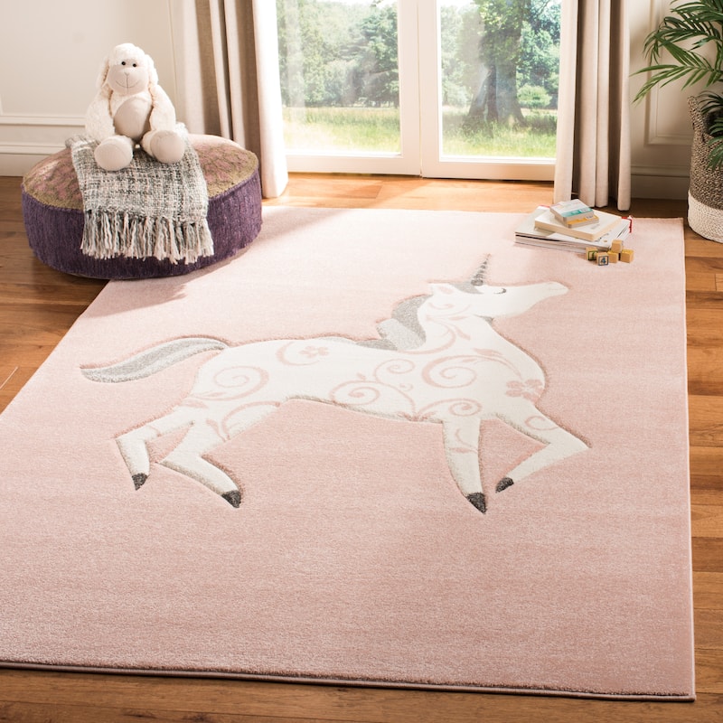 SAFAVIEH Carousel Kids Maronna Unicorn Rug - 6'7" x 9' - Pink/Ivory
