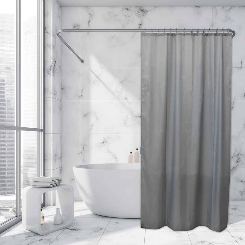 Extra Long Shower Curtain Polyester 12 Rings 79"L x 71"W - Grey