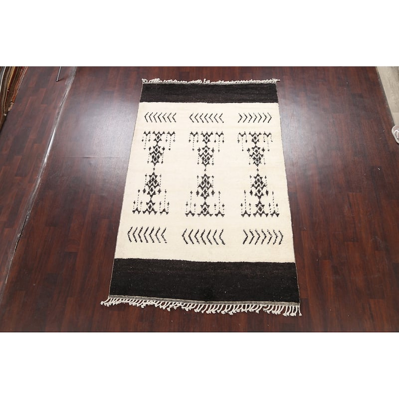 Vegetable Dye Moroccan Berber Oriental Wool Area Rug Handmade Carpet - 5'2" x 8'1"