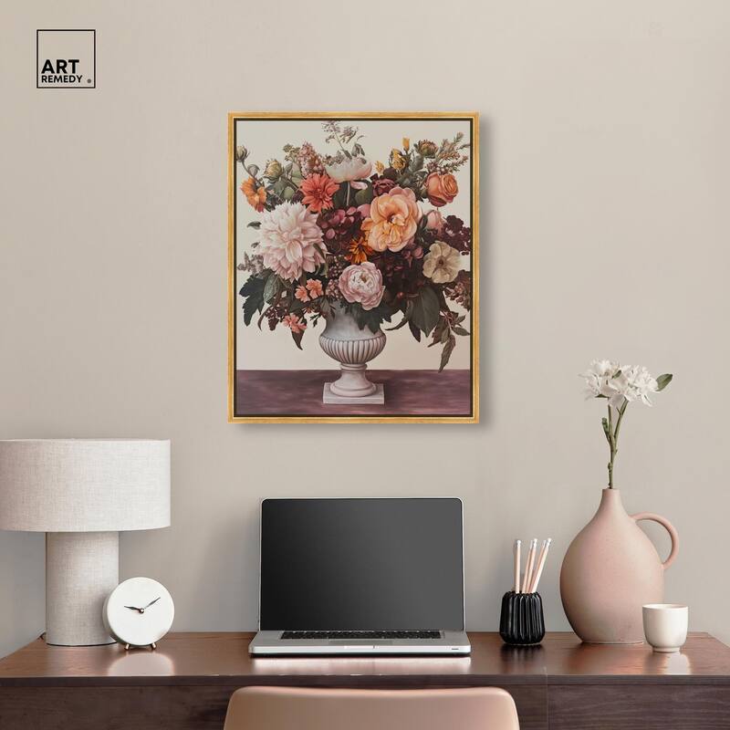 Autumn Tan Floral Canvas by Art Remedy
