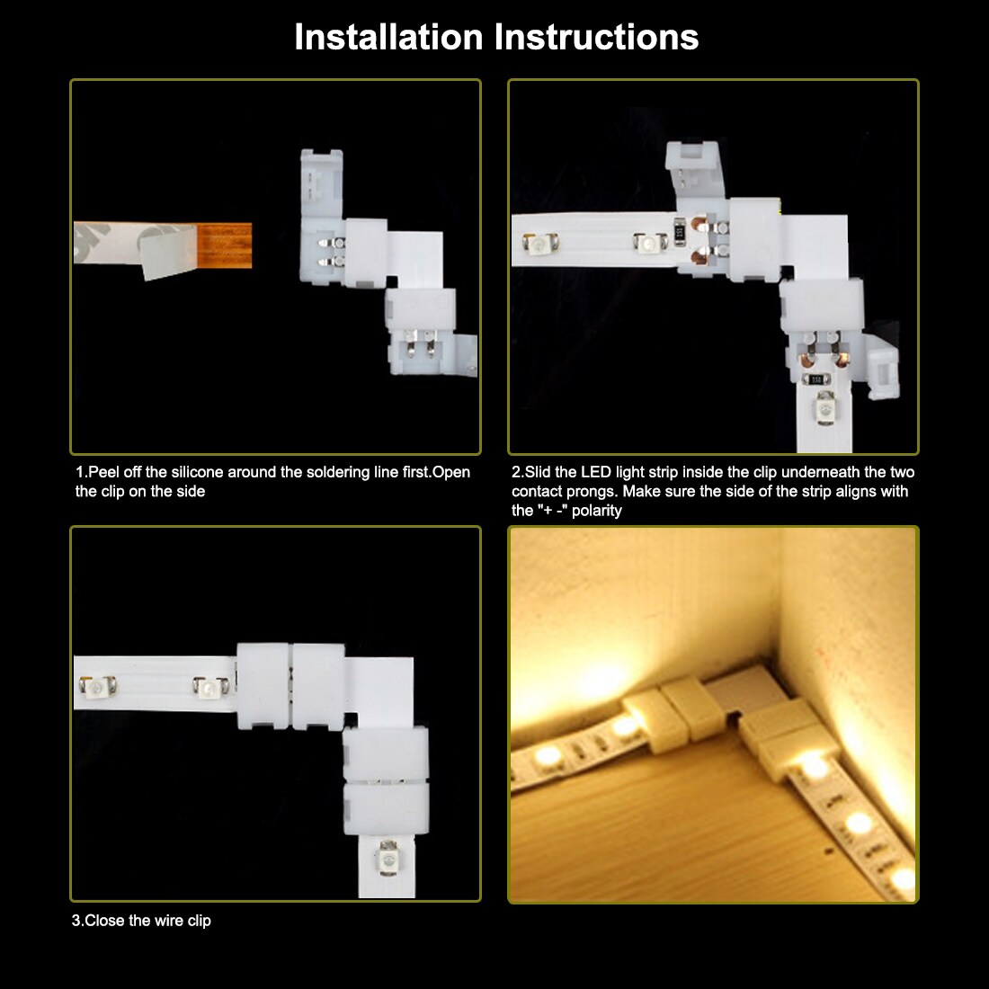 Shop 10mm 2p L Shape Corner Connector For Single Color 5050 Led