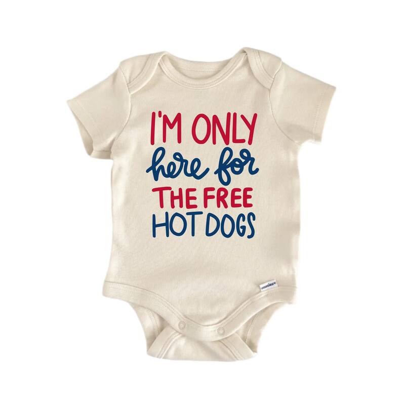 I'm Only Here For The Free Hot Dogs - Baby Boy Girl Clothes Bodysuit Funny Cute - Blue - 0-3M