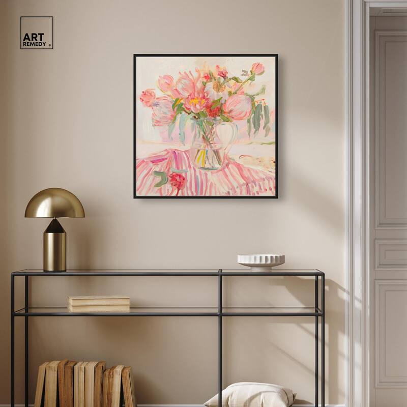 Candy Stripe Bloom Canvas by Art Remedy