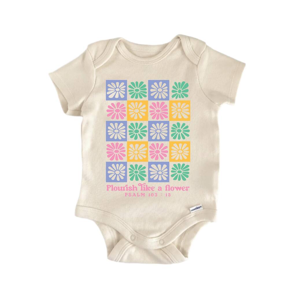 Flourish Flower Jesus Christian Religious God - Baby Boy Girl Clothes Bodysuit