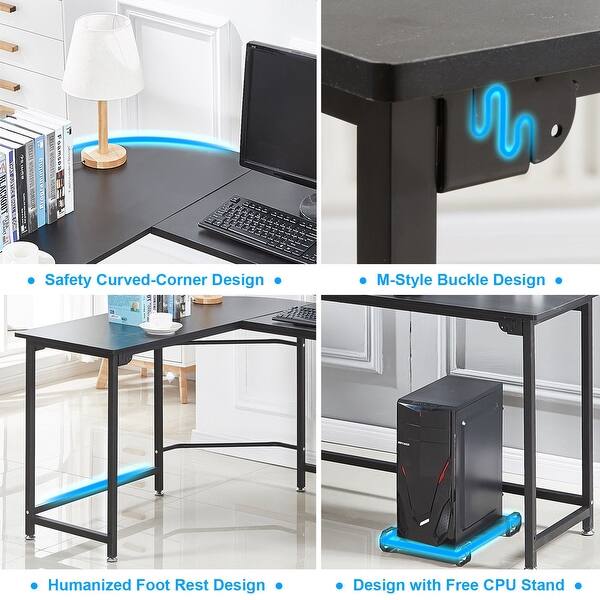 Ergonomic Gaming Chair And L Shaped Computer Corner Desk Combo Home Office Excutive Overstock 29303624