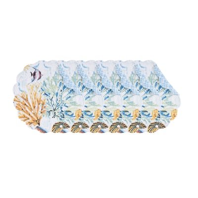 Makena Beach Round Quilted Placemat Set 6
