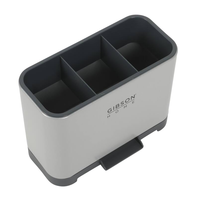 Gibson Home Ledgebrook Sink Caddy - Kitchen Organizer with Metal Panel, Sponge Holder, and Drain Board for Countertop Storage.