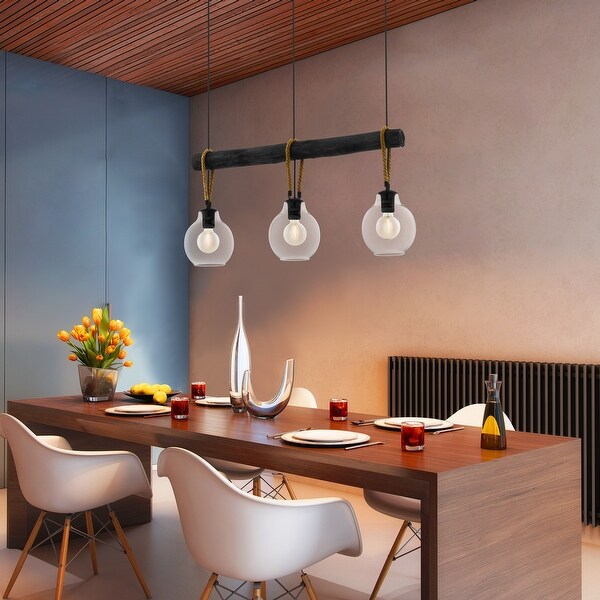 Eglo Roding 3 Light Pendant Structured Black Clear 43618A