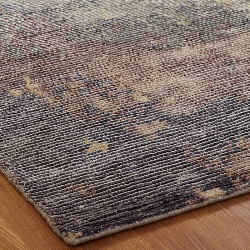 Modern Multi-Colored Hand-Knotted Wool & Viscose Area Rug