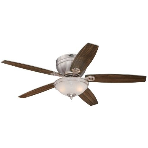 Westinghouse 7200100 Carolina 52" 5 Blade Hugger Indoor Ceiling Fan with Reversible Motor, Blades, and Light Kit Included