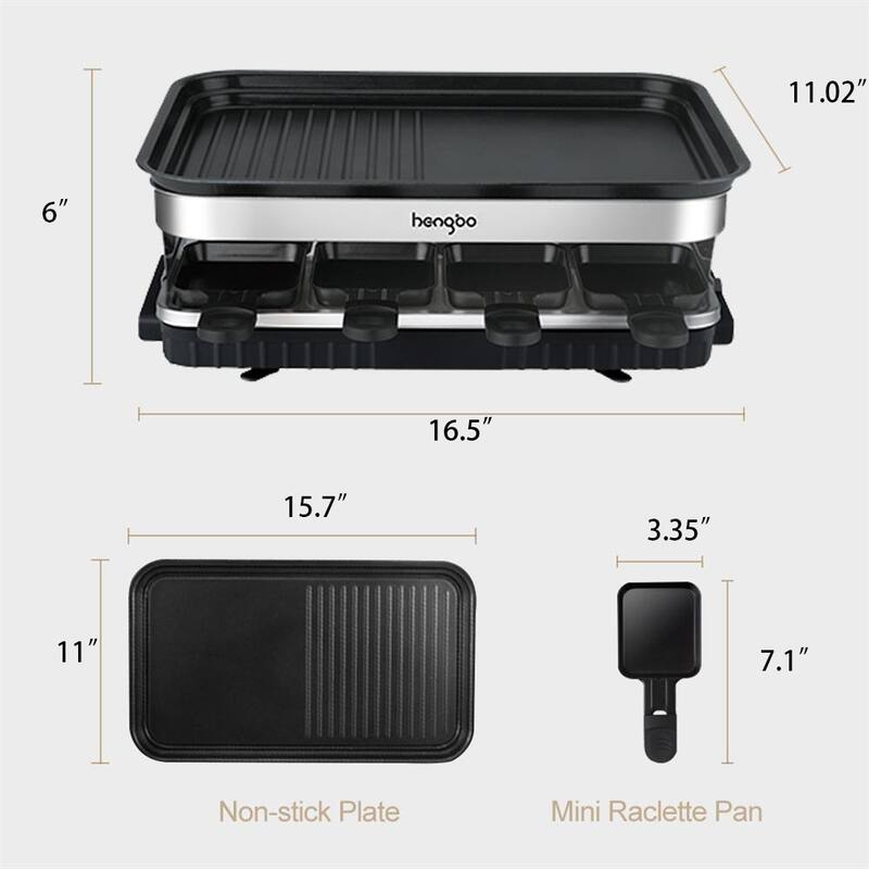 8 People Grill Plate Nonstick Coated Infinitely Adjustable Temperature