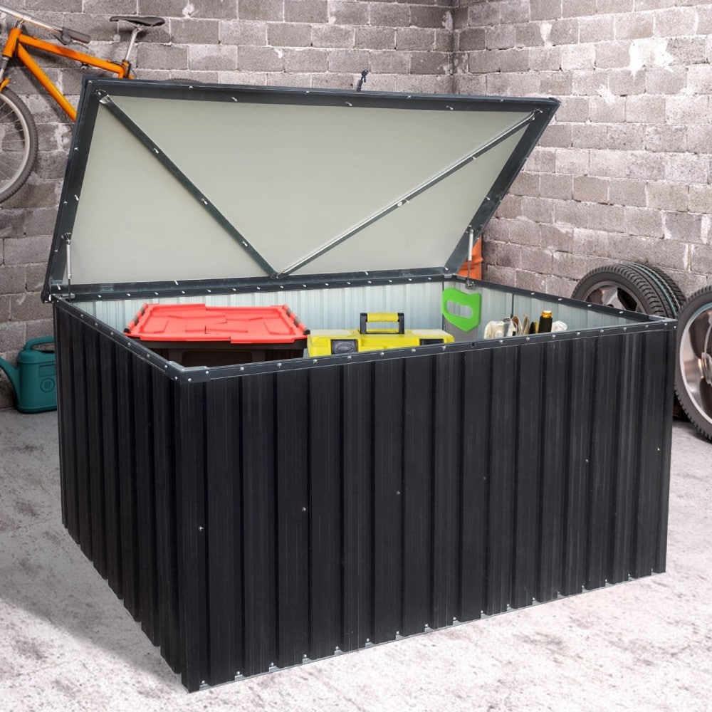 Outdoor Large Waterproof Metal Deck Box, Garden Lockable Storage