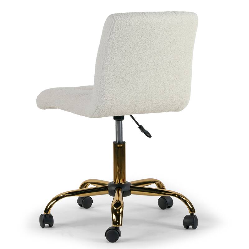 Aman Cream Boucle Upholstered Adjustable Height Swivel Office Chair