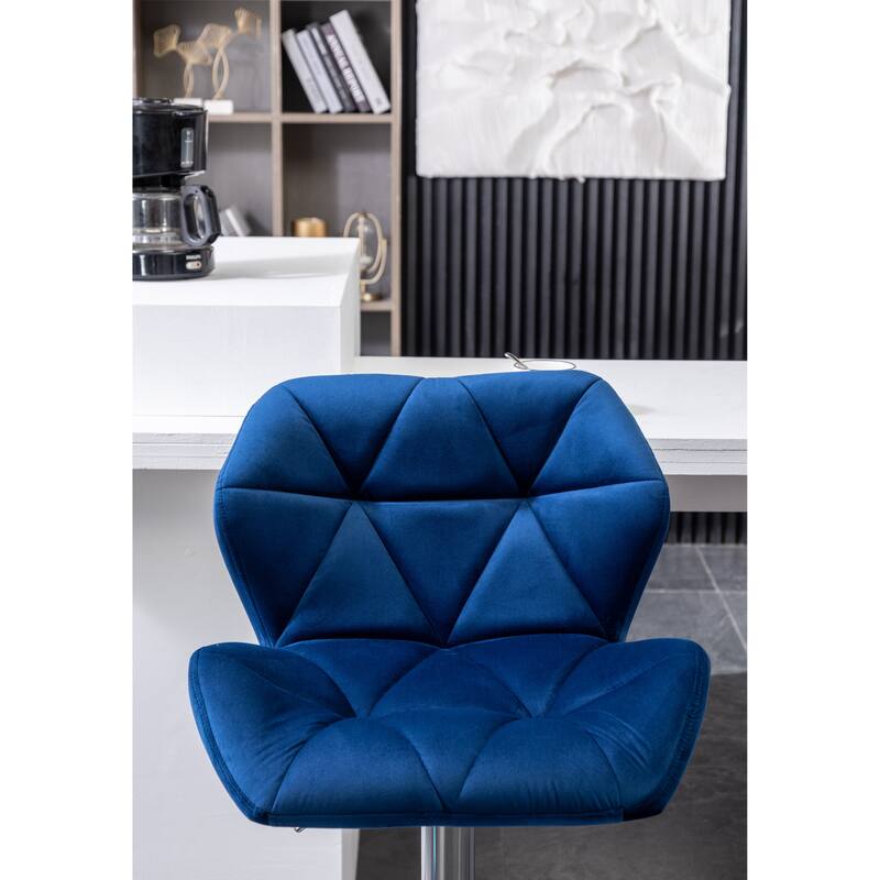 Roundhill Furniture Breni Velvet Diamond Tufted Swivel Adjustable Height Barstool, Set of 2