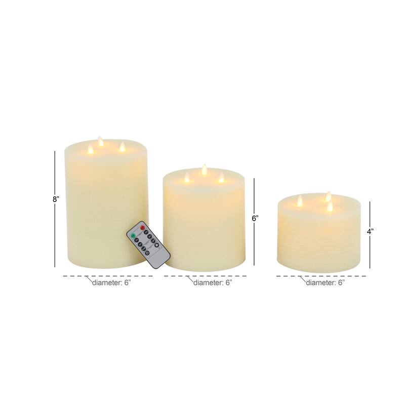 Modern Wax and Led Black Flicker Candles (Set of 3) - S/3 4", 6", 8"H - S/3 4", 6", 8"H