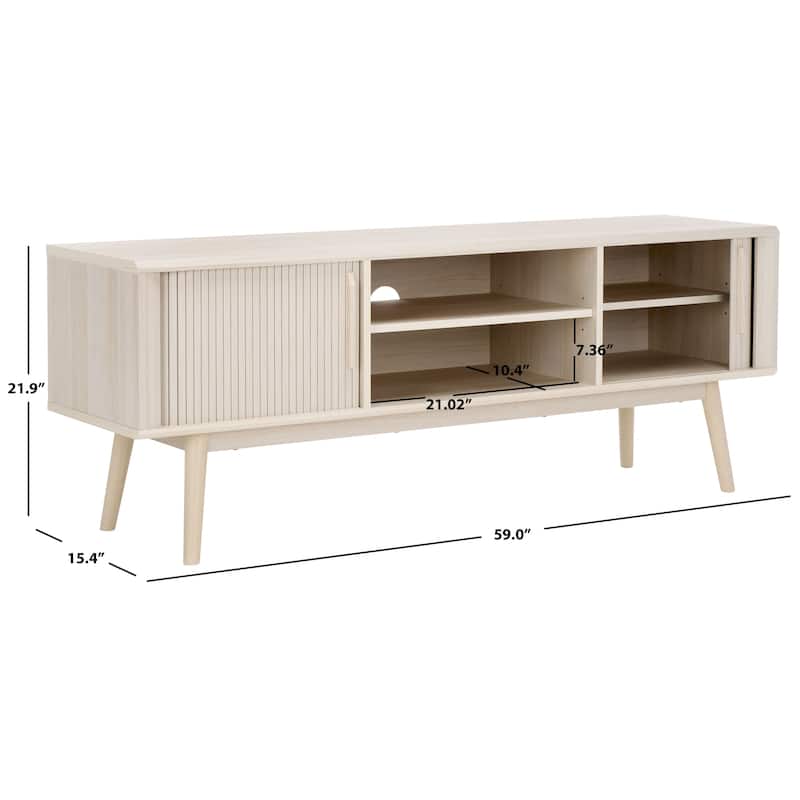 SAFAVIEH Aphra 2-Door 2-Shelf Entertainment Media Stand (Fits up to 65" Flatscreen TV) - 59 in. x 15.4 in. x 21.9 in.