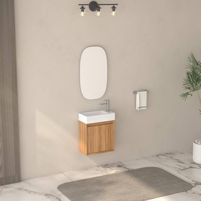 Bathroom Vanity with Sink Small Wall Mounted Storage Cabinet - 16" W x 19.29" H