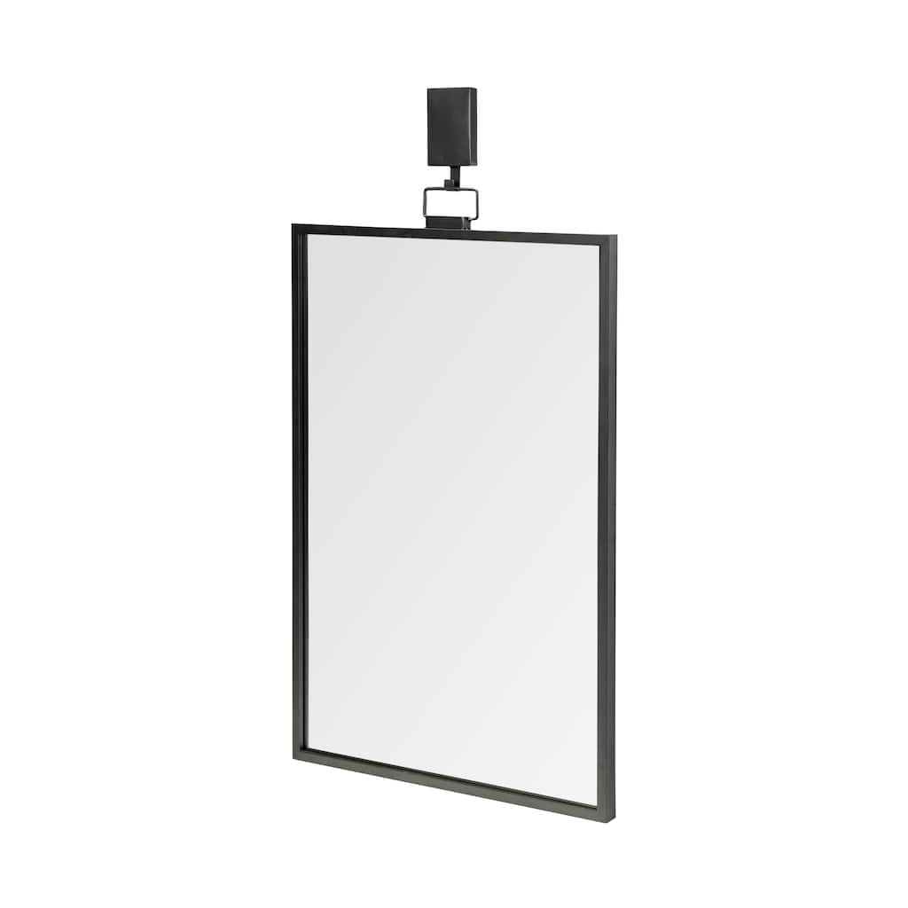 Grimm Dark Gray Metal Frame With Hanger Rectangular Mirror - 43" x 24" - 25"W x 44"H x 1"D