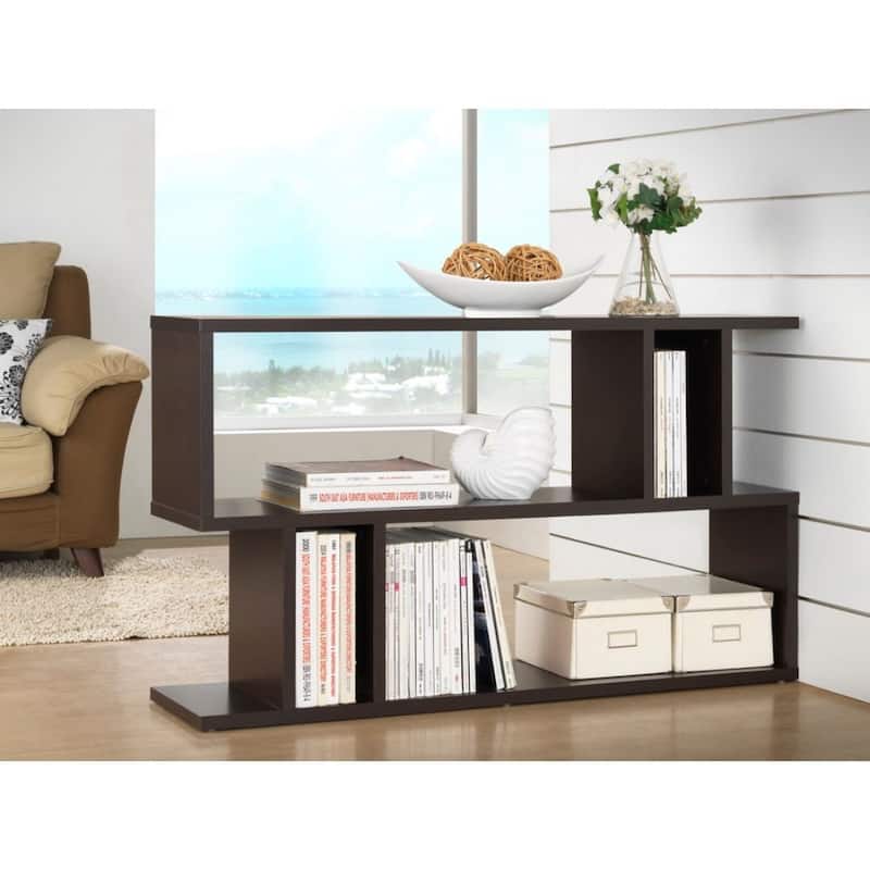 Goodwin 2-Level Dark Brown Modern Bookshelf - 47.25"W x 11.375"D x 27.5"H