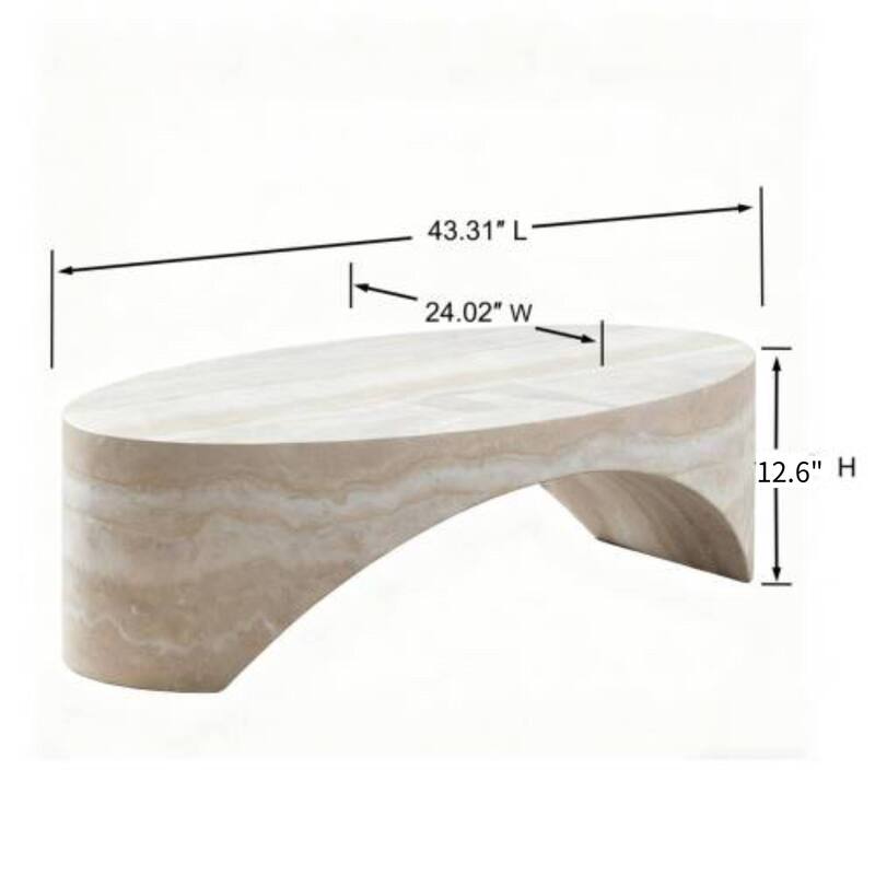 The oval natural marble coffee table side table in the living room