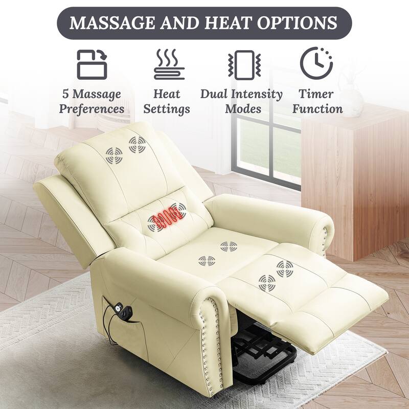 Luxury Air Leather Power Lift Recliner Chair with Heat & Massage – Perfect for Elderly Assistance