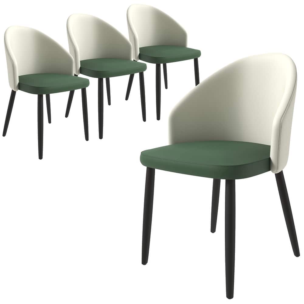 Upholstered Dining Chair in Leather/Fabric/Boucle with Wood Legs Set of 4 Paradiso Collection