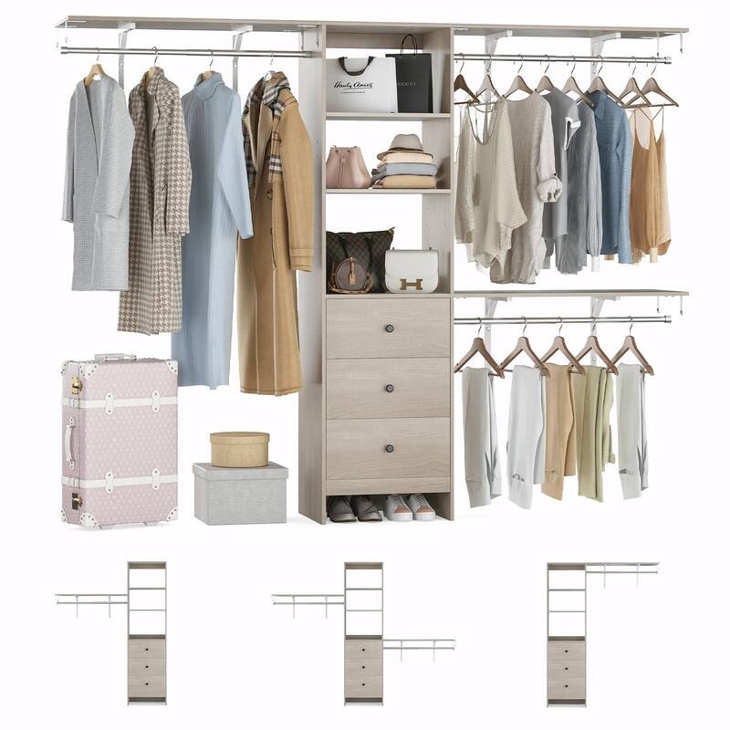 High-Capacity Closet Organizer Wardrobe Rack with Drawers, Shelves & Expandable Hanging Rods (Fits 6-9 ft Spaces)