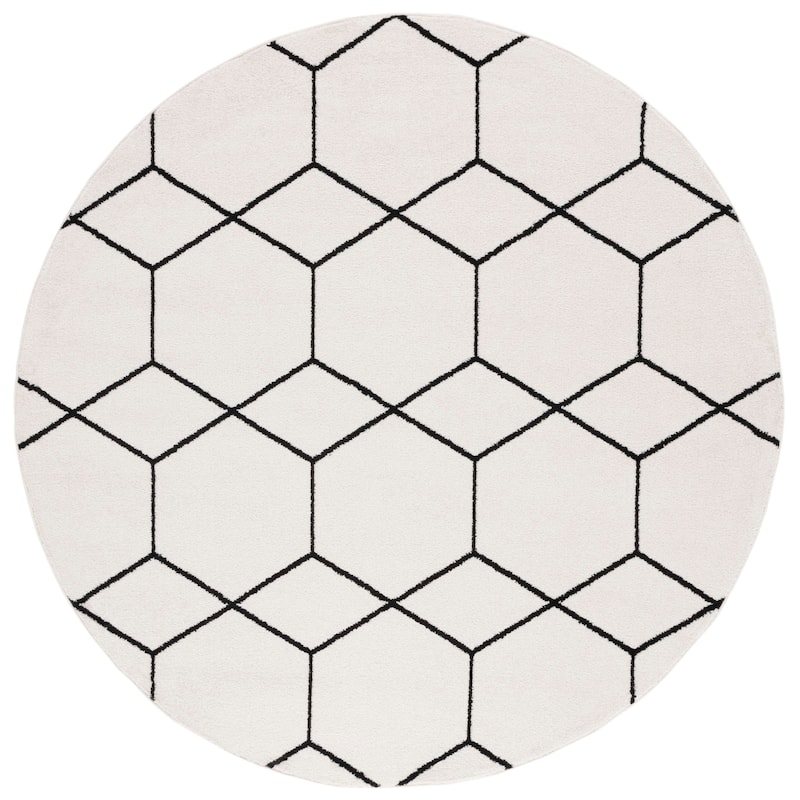 SAFAVIEH Tulum Kulli Bohemian & Eclectic Rug - 6'7" Round - Ivory/Black