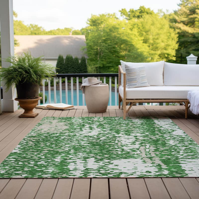 Machine Washable Indoor/ Outdoor Modern Abstract Chantille Rug