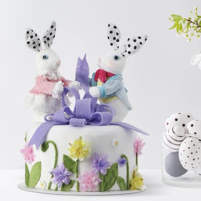 Styrofoam Bunnies And Bow Floral Cake 10.25" - 9.45