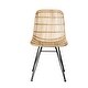 preview thumbnail 1 of 6, Braided Beige Rattan Chair with Black Metal Frame Natural